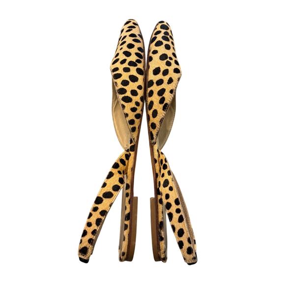 Loeffler Randall calf hair leopard print slingback flats, size 9 - Picture 4 of 8